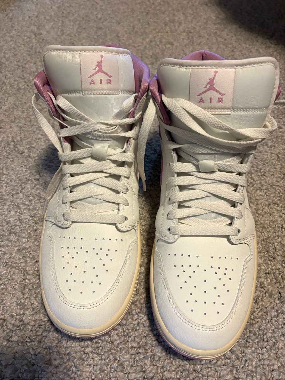 Jordan Women's White High-Top Sneakers with Pink Accents